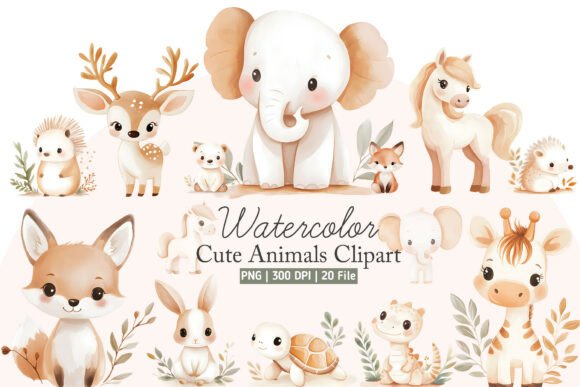 Download Watercolor Cute Animals PNG Clipart - Cute animals Collection