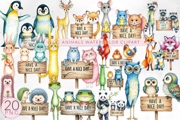 Download Have a Nice Day Watercolor Cute Animals - Cute animals Collection