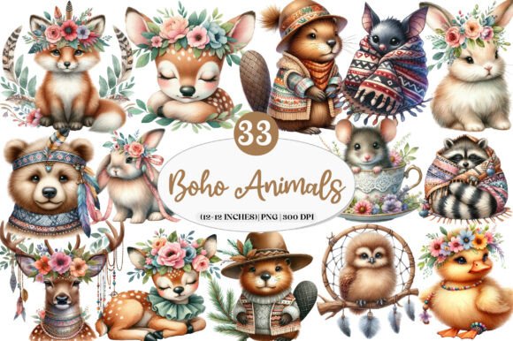 Download Boho Woodland Animals, Cute Animals Png - Cute animals Collection