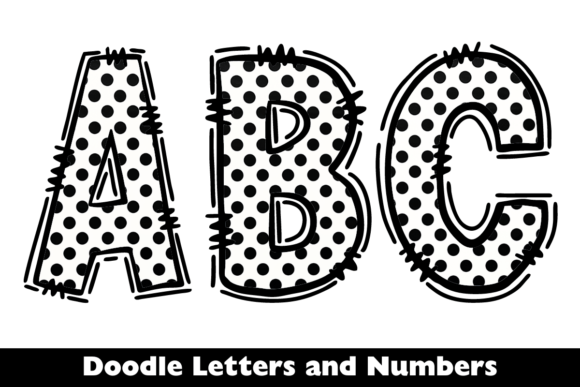 Download Polka Dot Doodle Alphabet Black White - White Collection