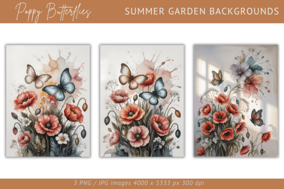Download Poppy Butterflies – Summer Backgrounds - Premium Resources