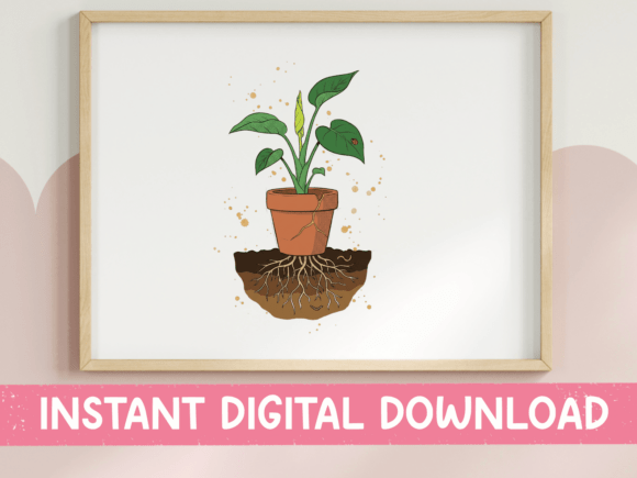 Download Potted Plant with Roots Botanical Art - Potted plant Collection