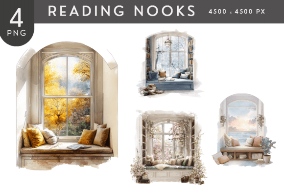 Download Cozy Watercolor Reading Nook Clipart PNG - Reading nook Collection