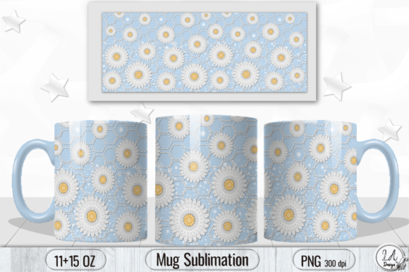 Download White Daisies Mug Wrap Sublimation - White Collection