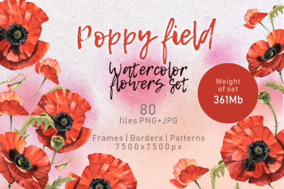 Download Poppy Field Watercolor Set - Premium Resources