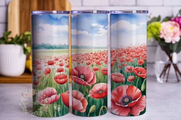 Download Vibrant Red Poppies Watercolor 20oz Tumb - Red poppies watercolor Collection