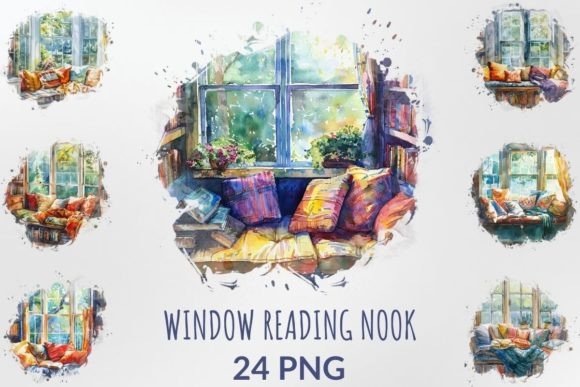 Download Watercolor Window Reading Nook Clipart - Reading nook Collection